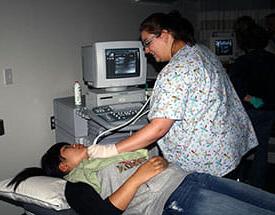 Female student with patient